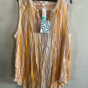 Market & Spruce Yellow and White Striped Tank Top